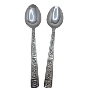 Serta Imperial Stainless Steel Vintage Korea Soup Spoon Set of 2 Floral
